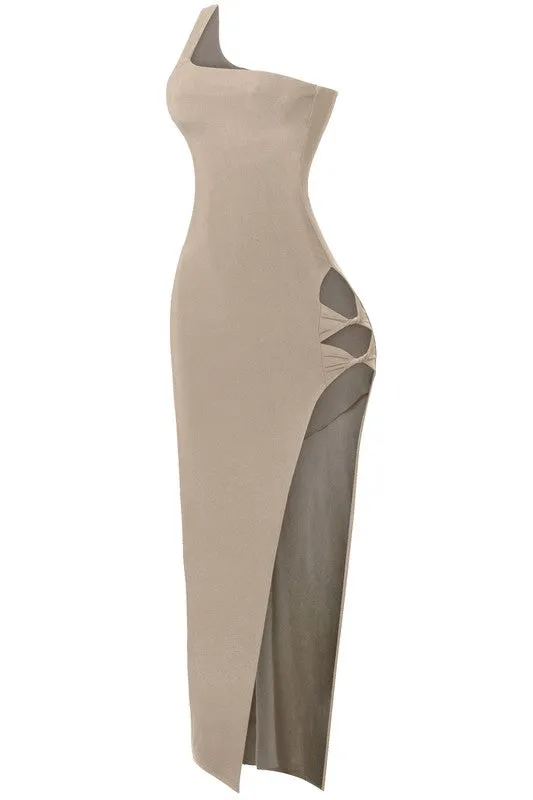 Lulu High Slit Maxi Dress (Mocha)