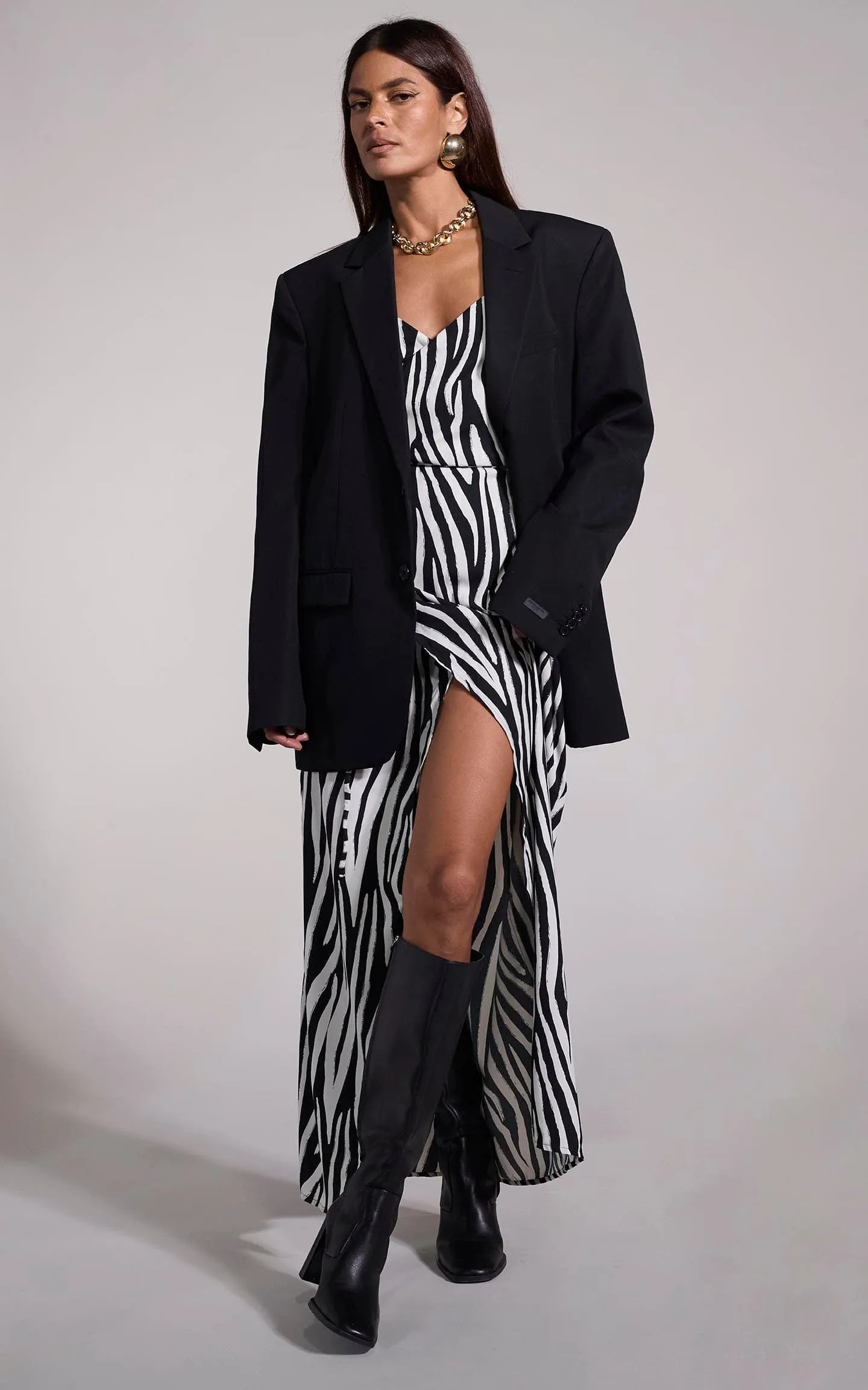 Mariah Dress In Monochrome Zebra