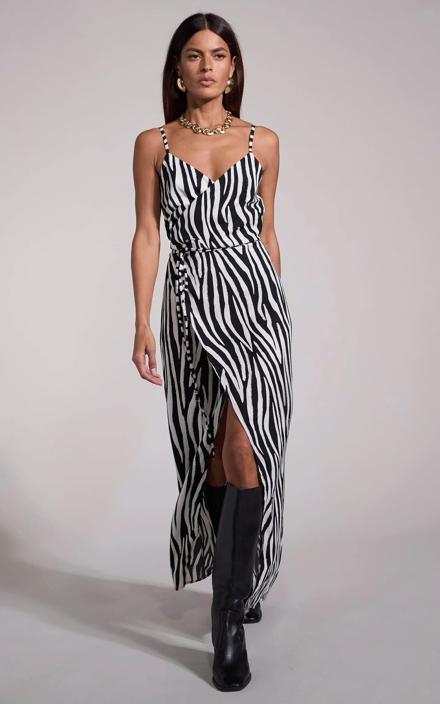 Mariah Dress In Monochrome Zebra