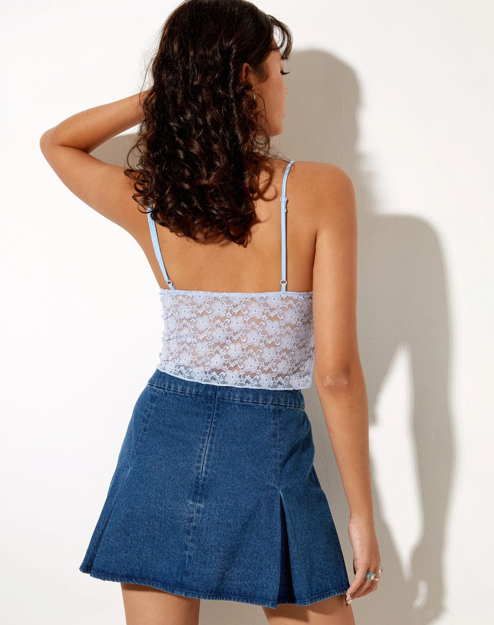 Mayrinda Crop Top in Lace Powder Blue