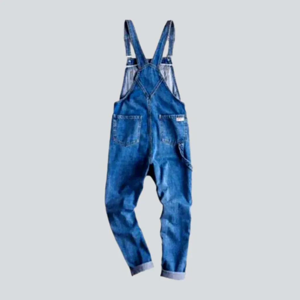 Medium wash men's denim overall