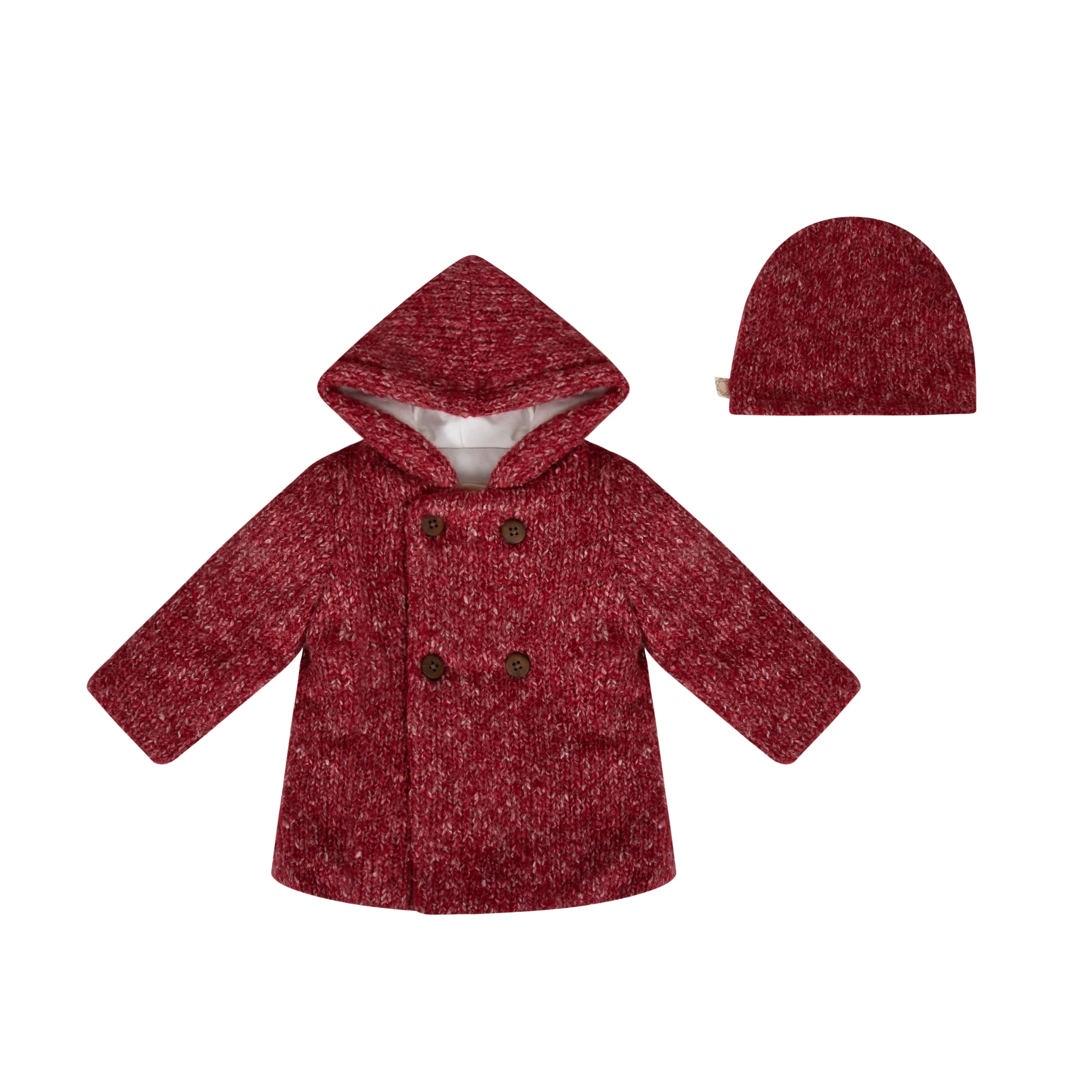 MELANGE YARN JACKET AND BEANIE-Magenta