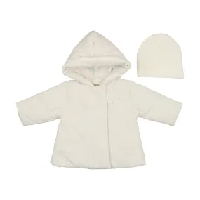 Mema Knits Winter White Embroidered Jacket Beanie