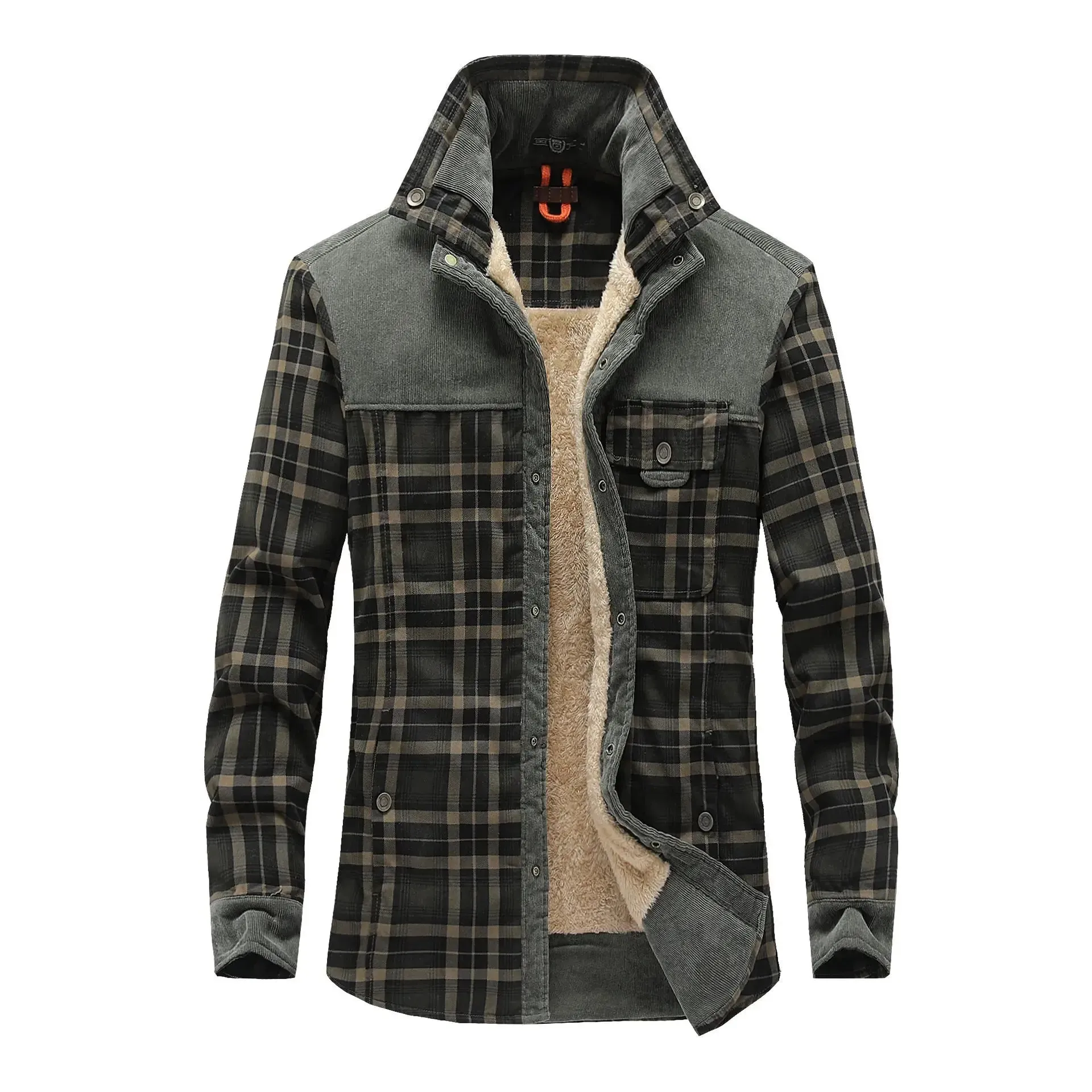 Men Winter Plaid Shirts Fleece Jackets Warm Shirts Coats High Quality Men Cotton Fit Business Casual Outerwear Shirts Jacket Men