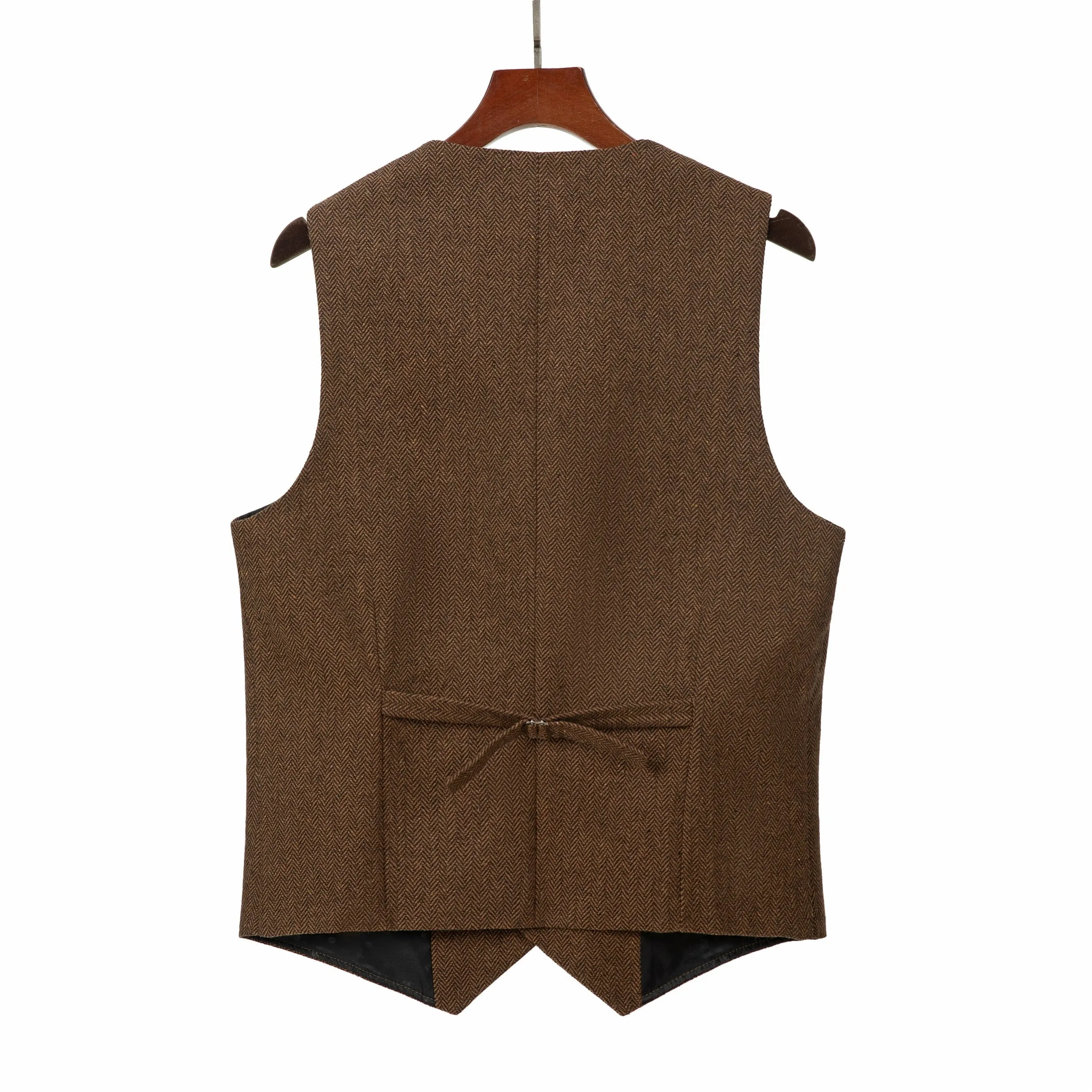 Men's Fashion Suit Vest Herringbone Notch Lapel Waistcoat