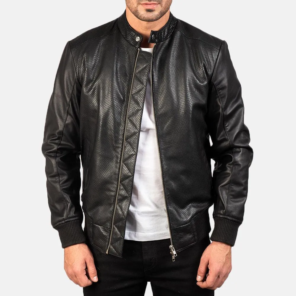 Mens Genuine Leather Bomber Jacket