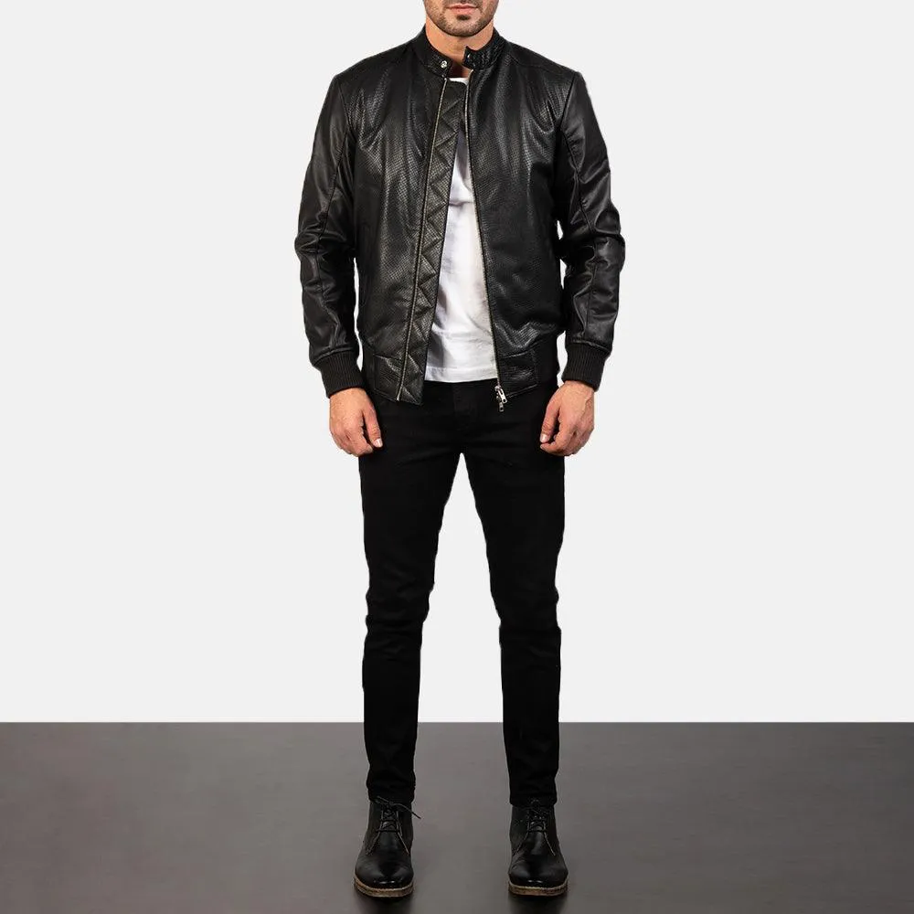 Mens Genuine Leather Bomber Jacket