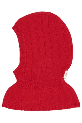 MERINO RIB KNITTED BALACLAVA - RED