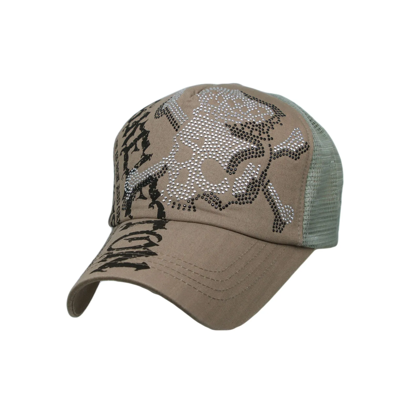 Meshed Baseball Cap Skull Rhinestones Trucker Hat KR1751