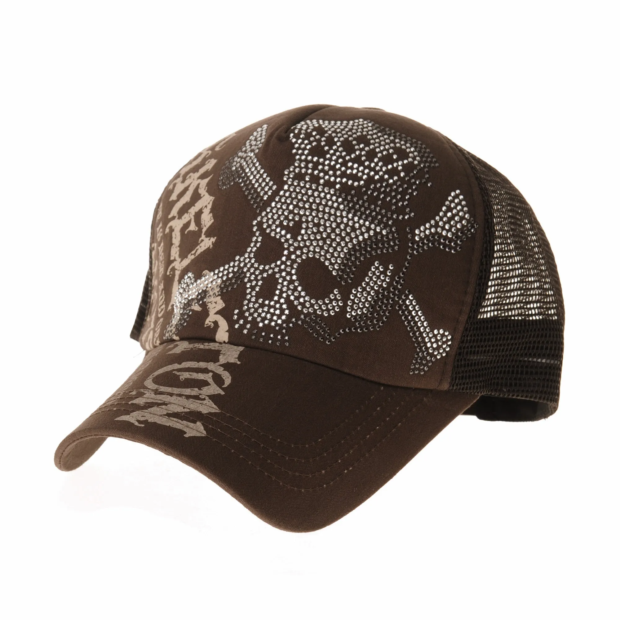 Meshed Baseball Cap Skull Rhinestones Trucker Hat KR1751