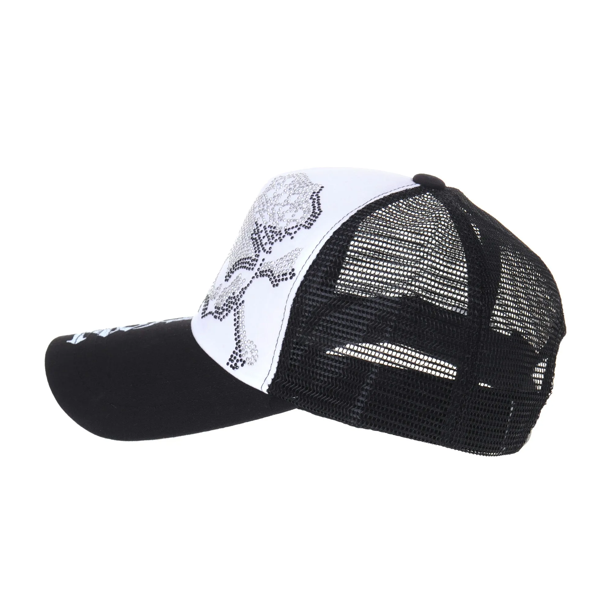 Meshed Baseball Cap Skull Rhinestones Trucker Hat KR1751