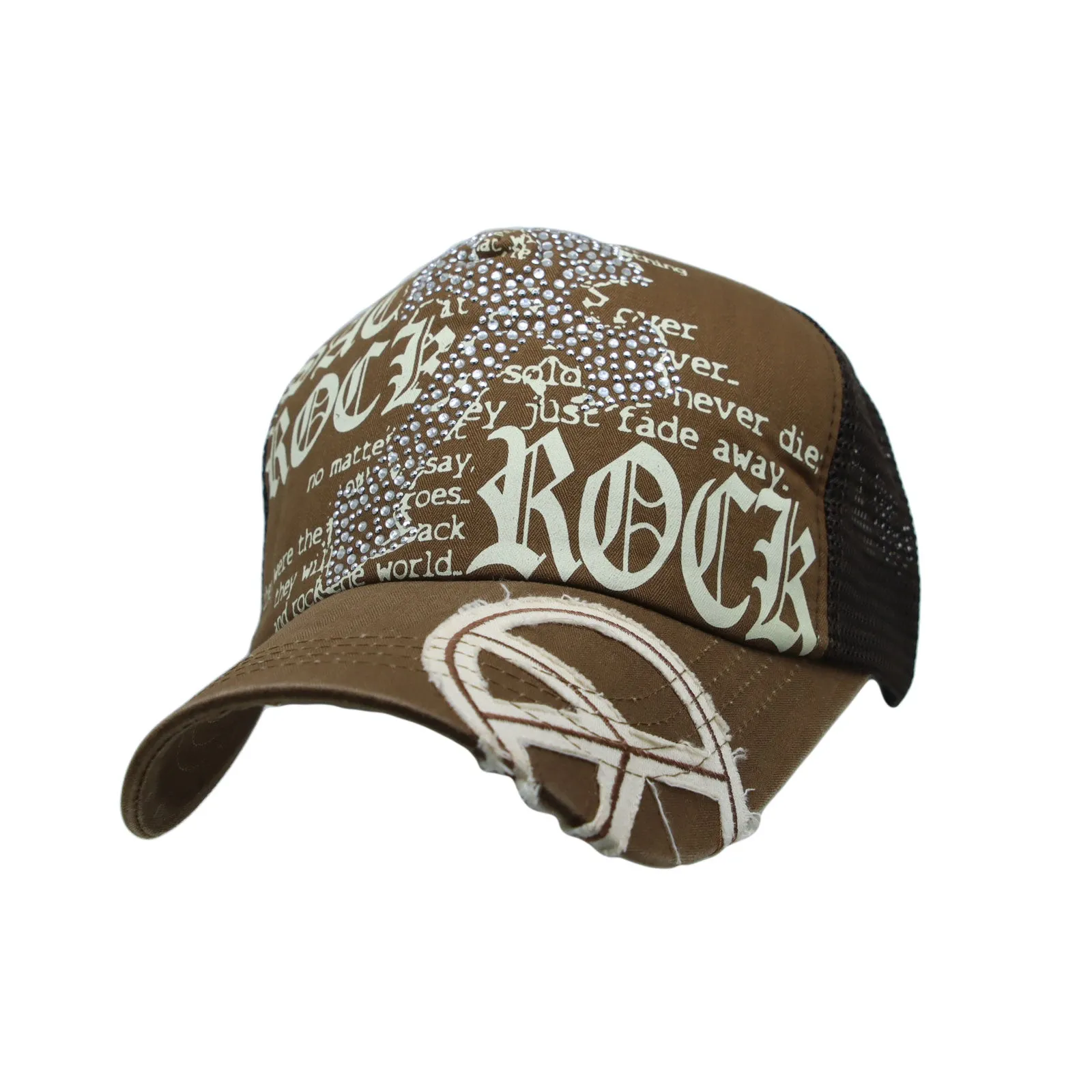 Meshed Baseball Cap Skull Rhinestones Trucker Hat KR1751