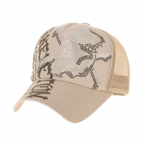 Meshed Baseball Cap Skull Rhinestones Trucker Hat KR1751