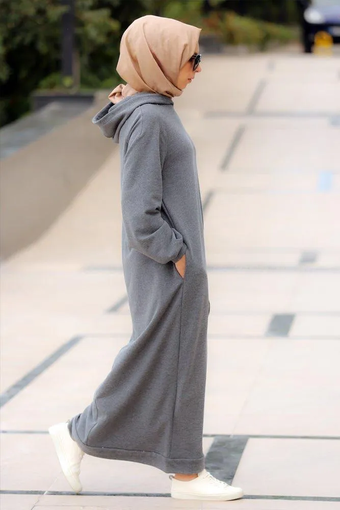 Milly oversized hoodie sweatshirt dress in grey