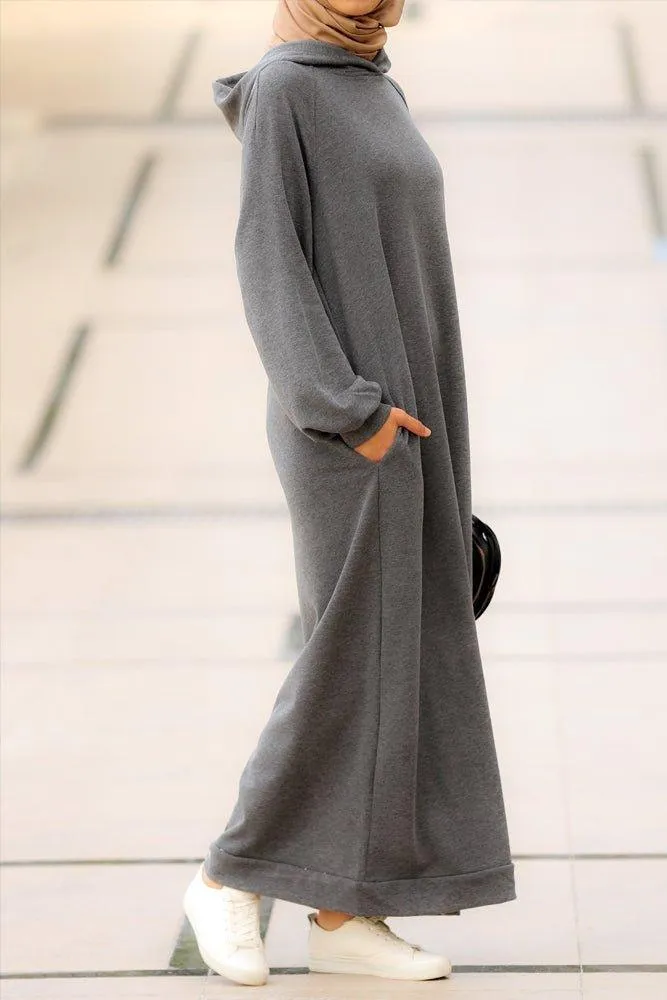 Milly oversized hoodie sweatshirt dress in grey