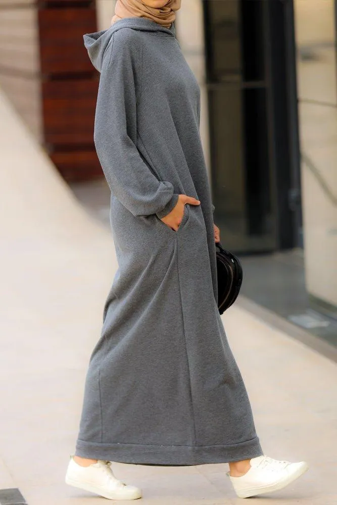 Milly oversized hoodie sweatshirt dress in grey