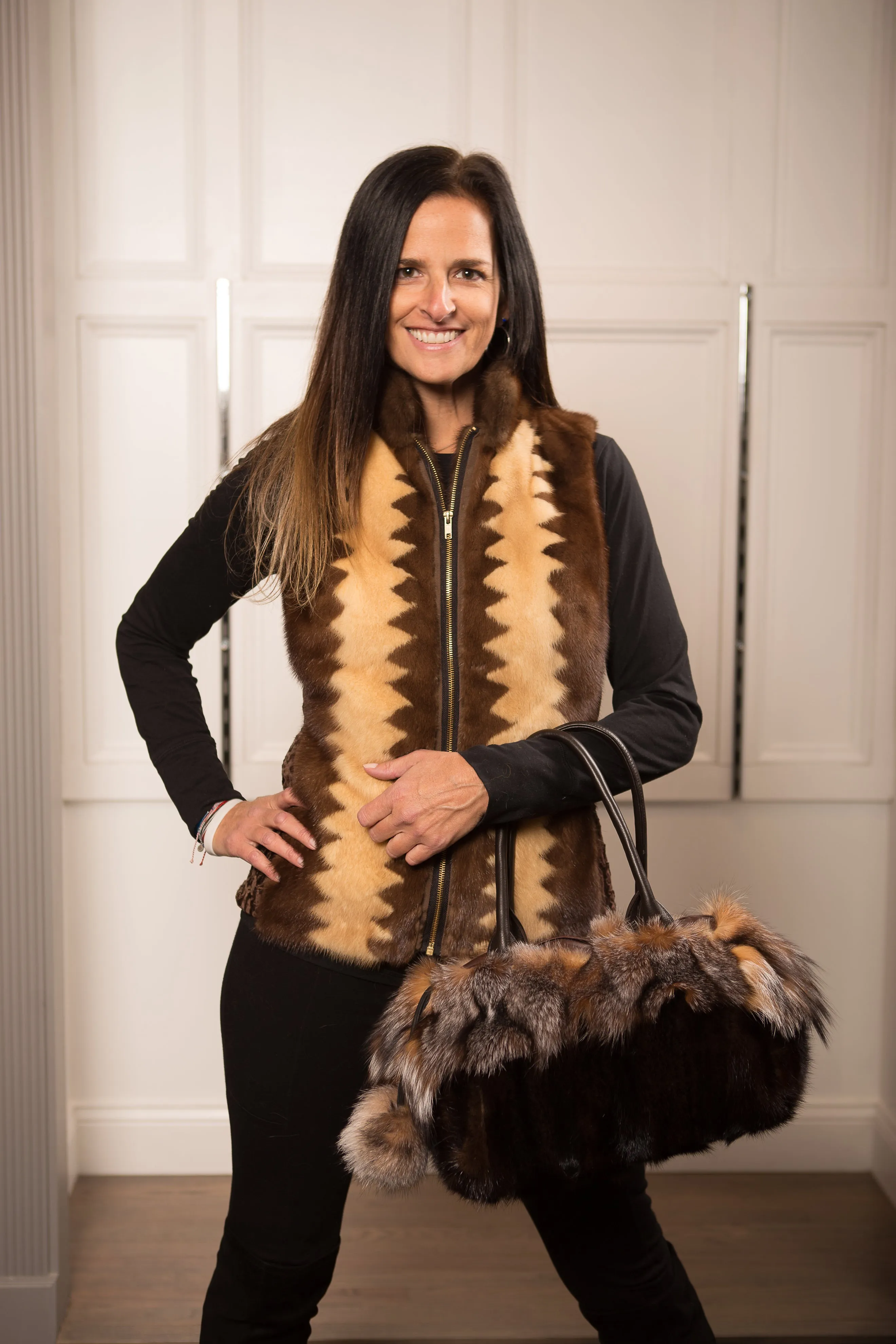 Mink & Persian Combination Vest with Zipper