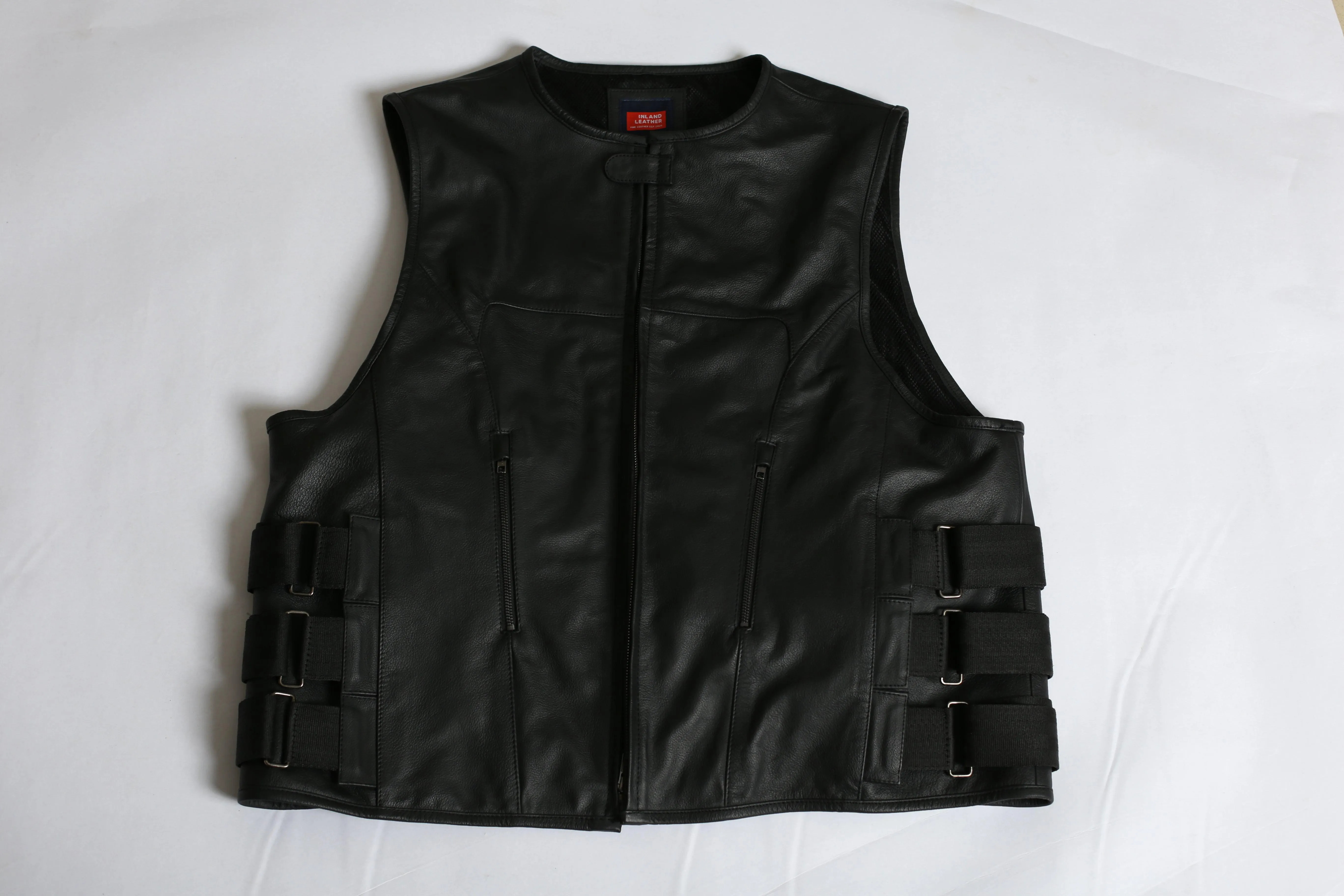 MKL - Rambo Men's Motorcycle Swat Style Leather Vest