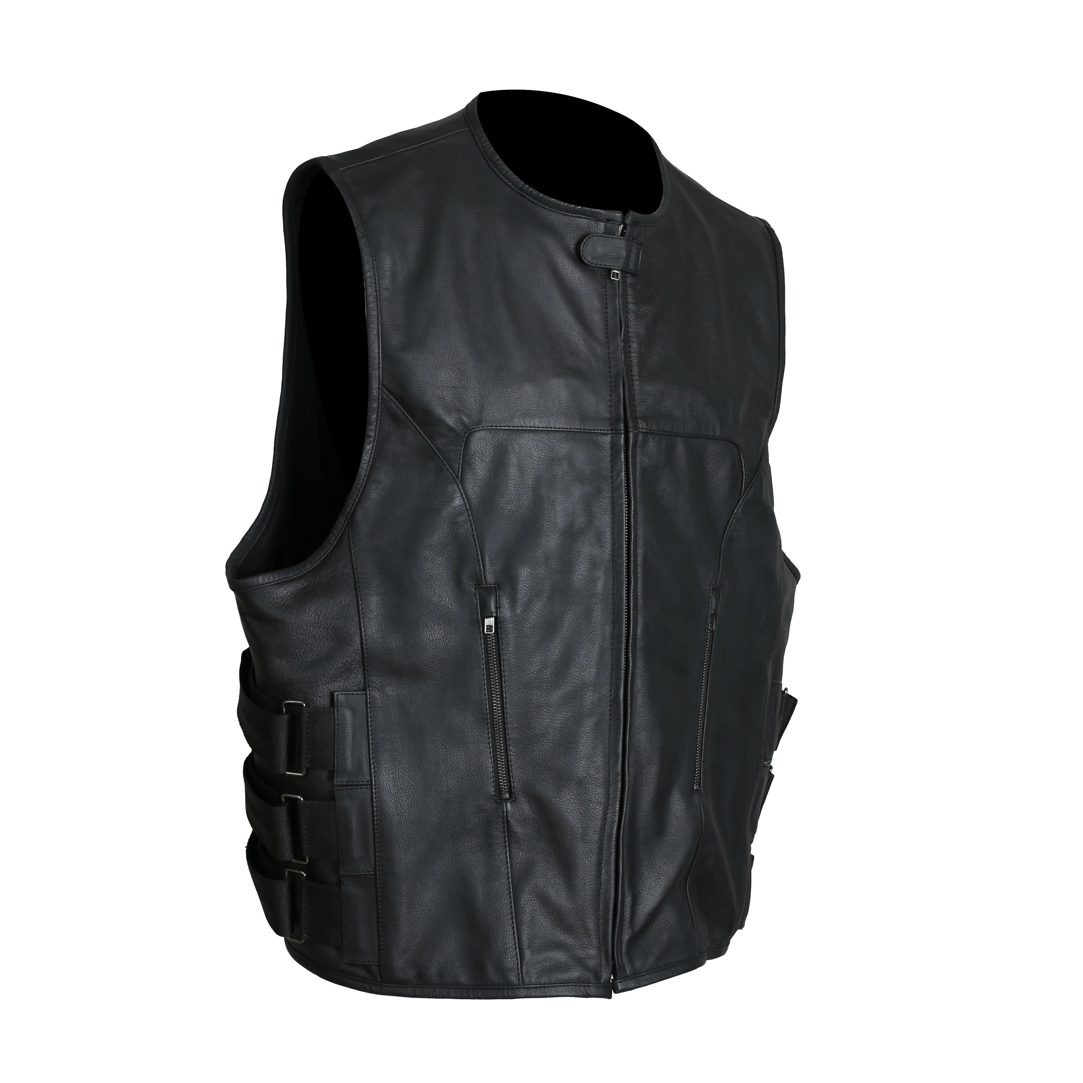 MKL - Rambo Men's Motorcycle Swat Style Leather Vest