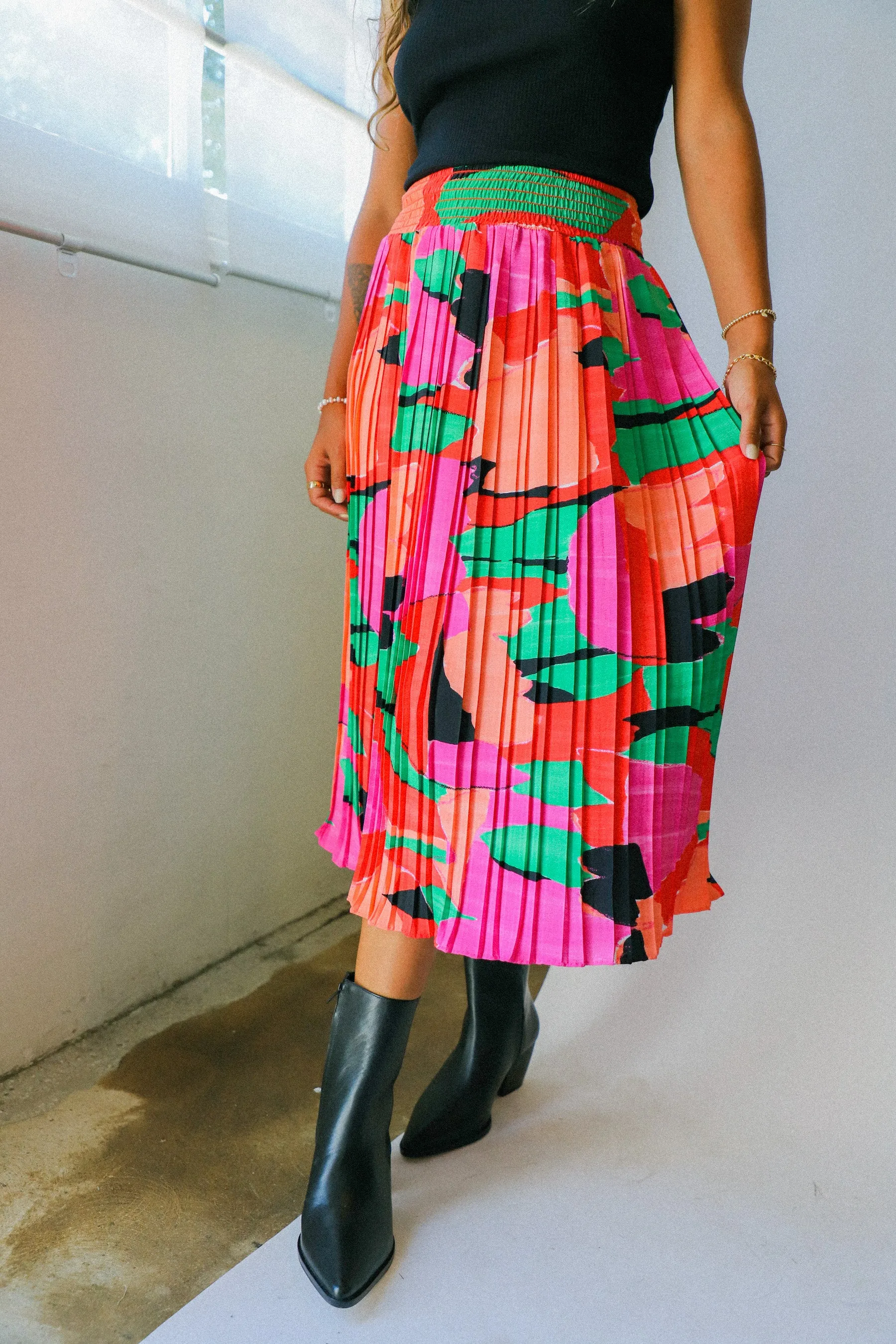 Mosaic Pleated Skirt