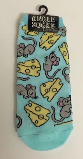 Mouse & Cheese Ankle Socks