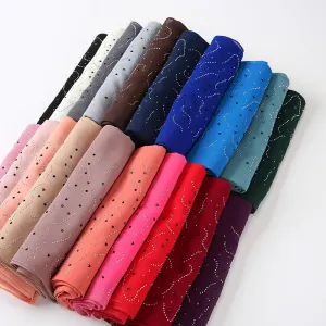 MS145 plain pearl chiffon hot stamping diamond hijab scarf