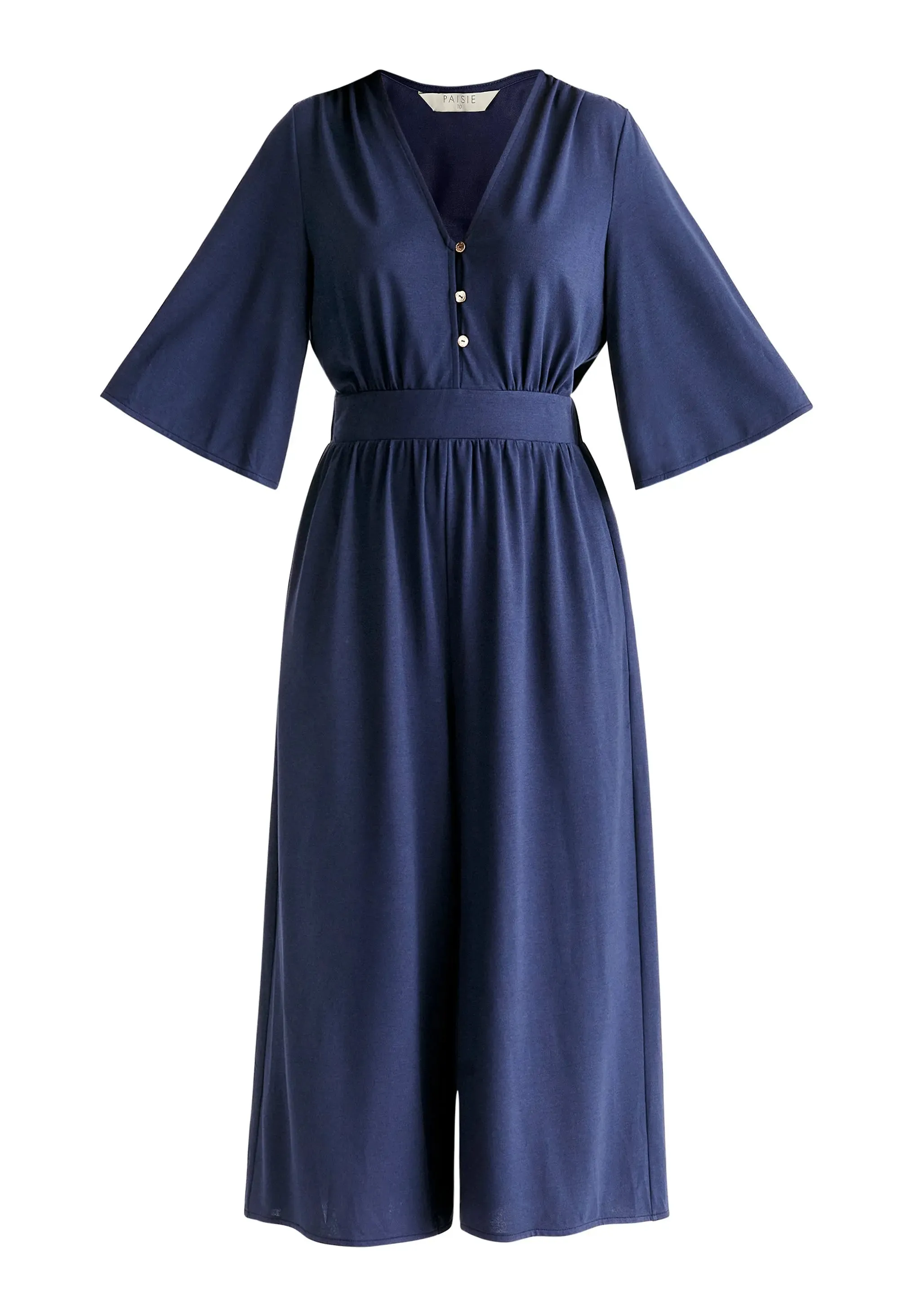 Navy V-Neck Culotte Jumpsuit