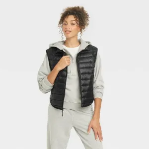 New - Women's Quilted Puffer Vest - JoyLab Black L