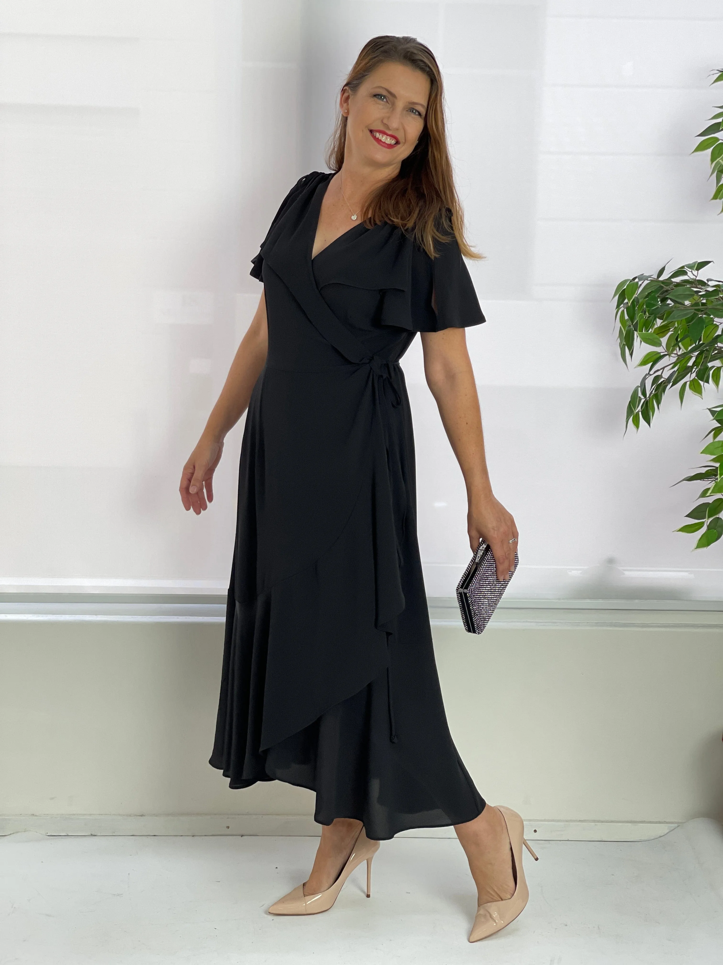 Obelle Black Wrap Dress