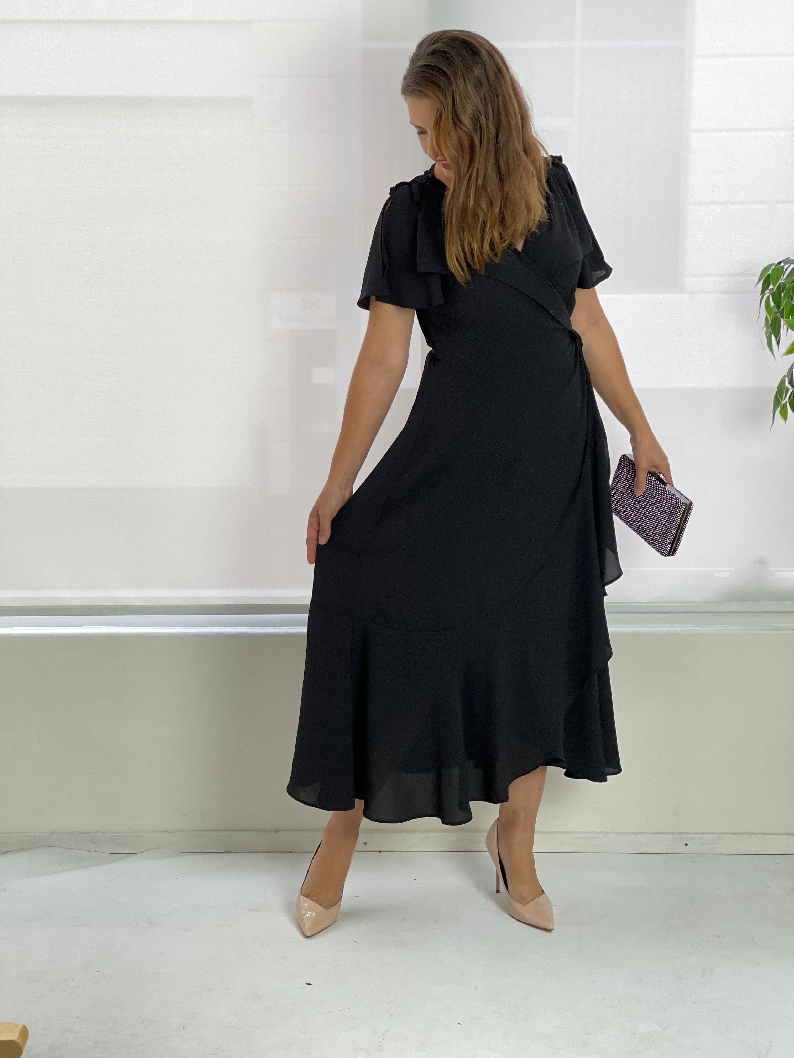 Obelle Black Wrap Dress