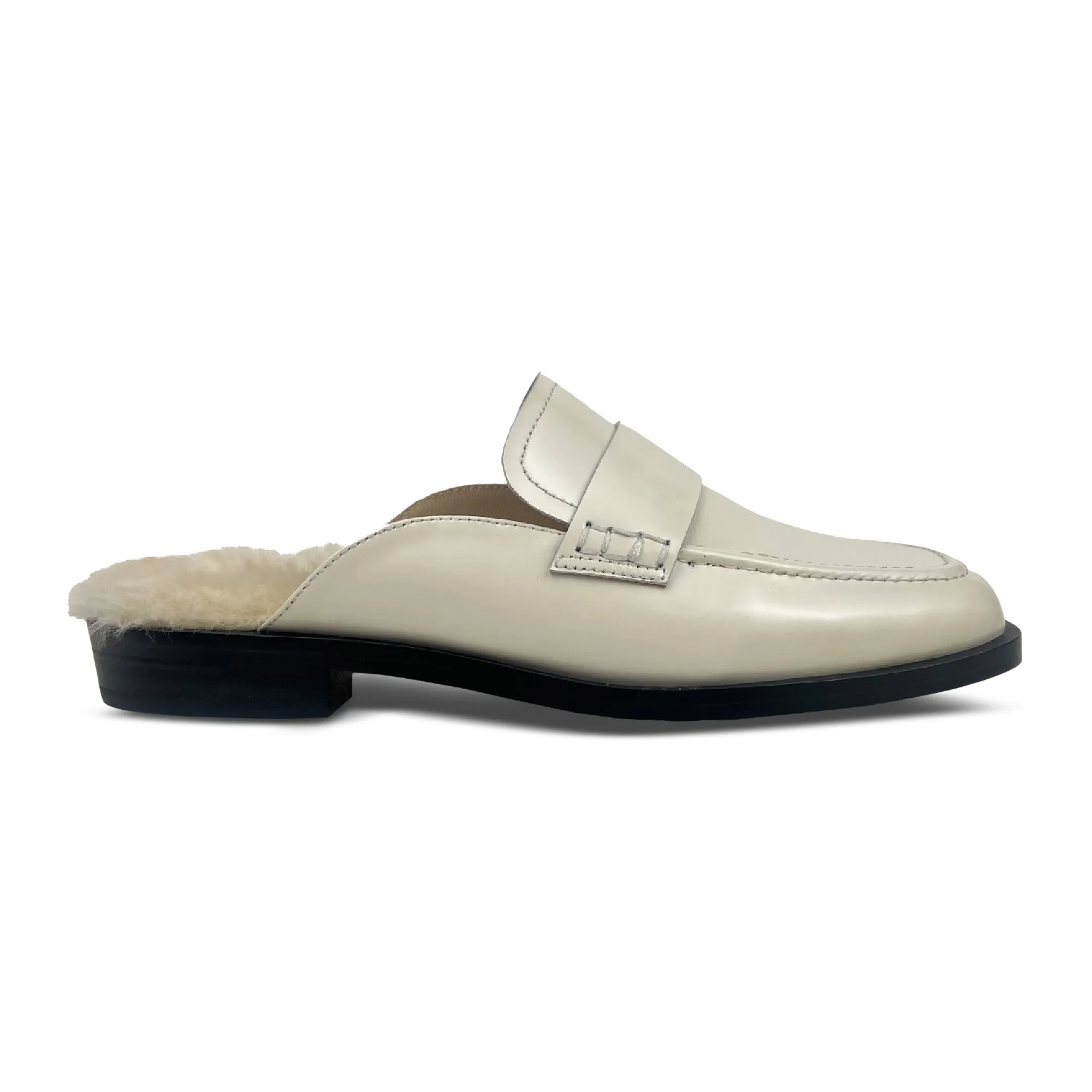 Odessa Loafer Mule in Bone Leather