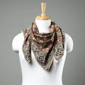 Orange - Pedana Kalamkari Block Printed Natural Dyed Cotton Scarf 23