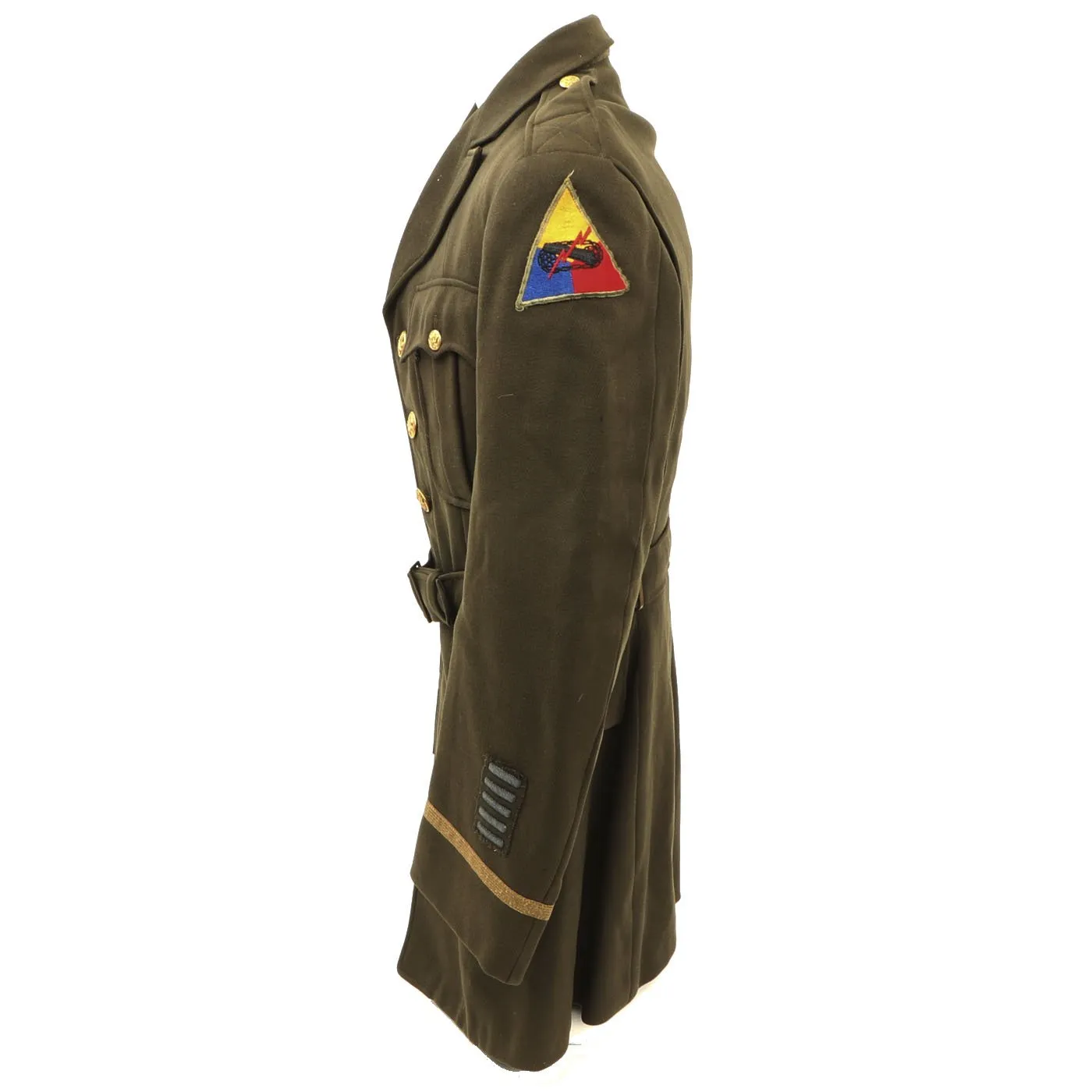 Original U.S. WWII 760th Tank Battalion Officer B-3 Sheepskin Jacket, Ike Jacket and Class A Service Coat