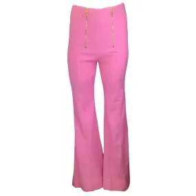 Patou Begonia Pink Flared Cotton-Blend Tweed Trousers