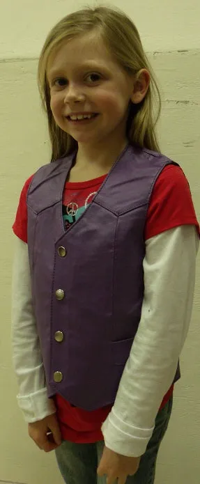 Purple HL17230Purple Kids Leather Kids Vest