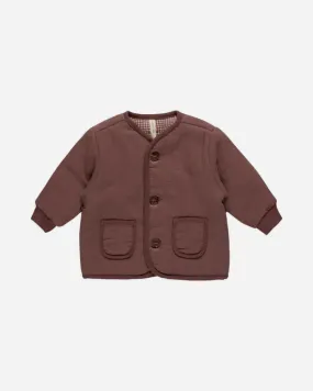 Quincy Mae Quilted V-Neck Jacket Plum