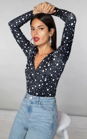 Quinn Bodysuit In Black Speckle