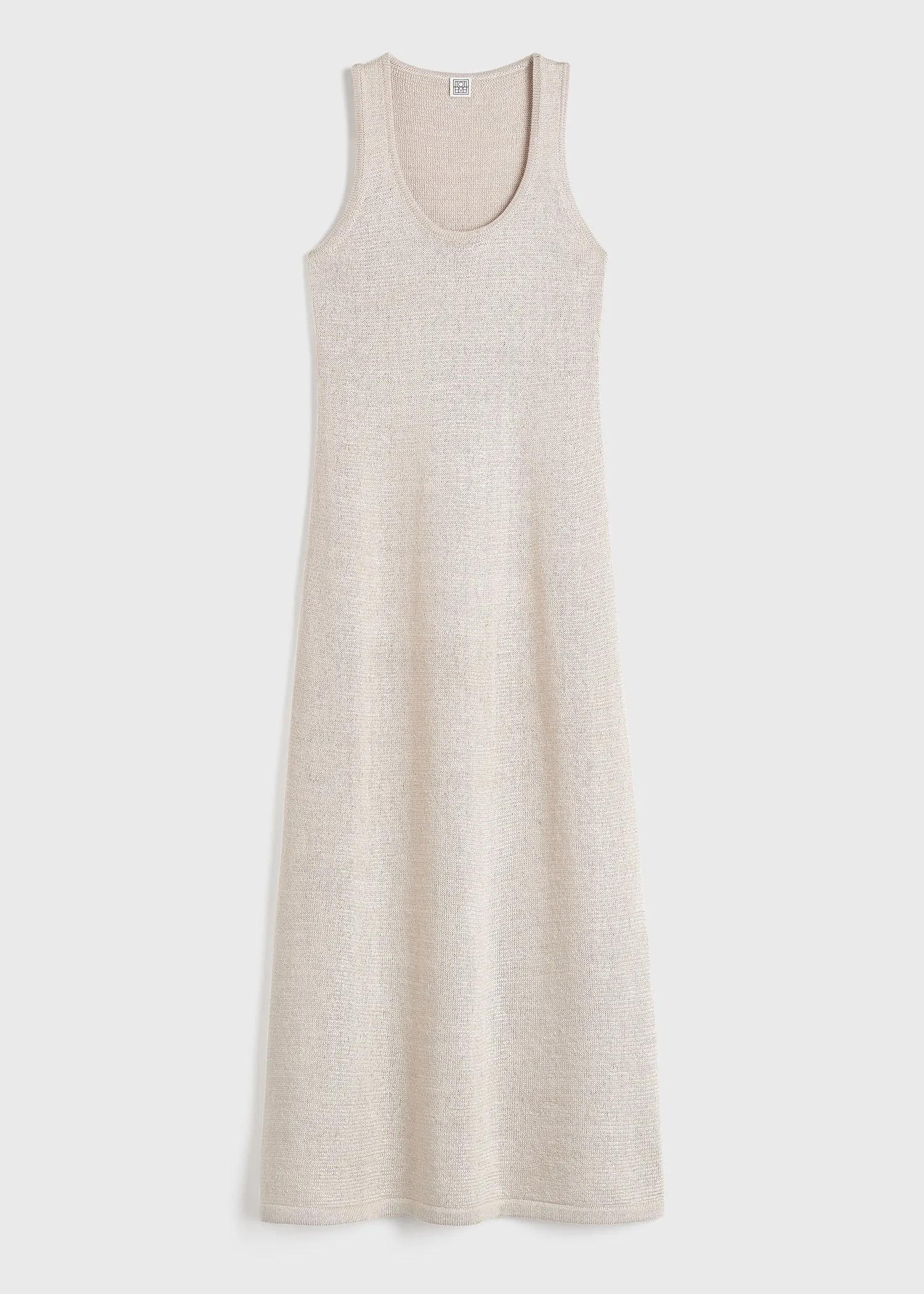 Raffia-effect knit dress beige