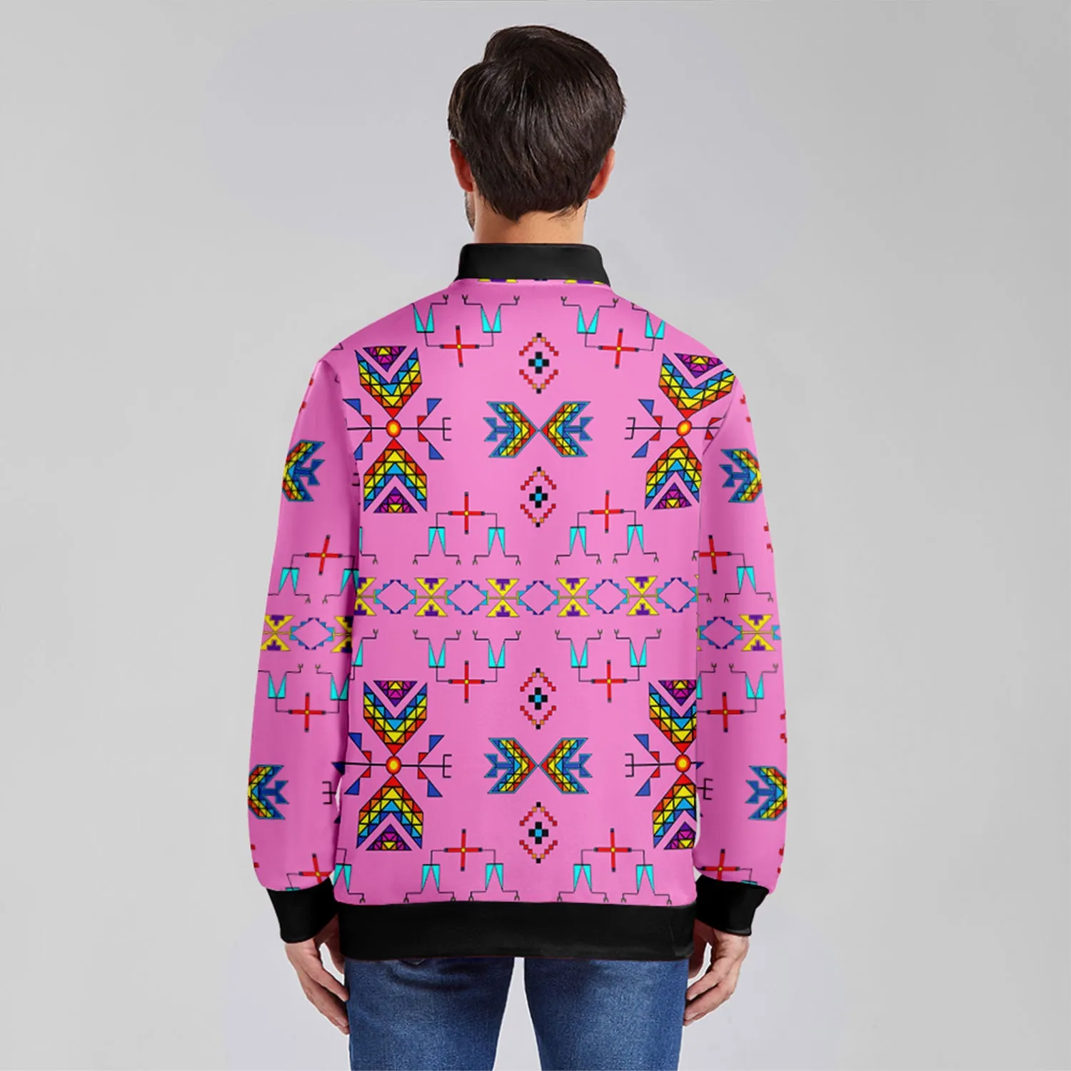 Rainy Chief Rainbow Blush Zippered Collared Lightweight Jacket