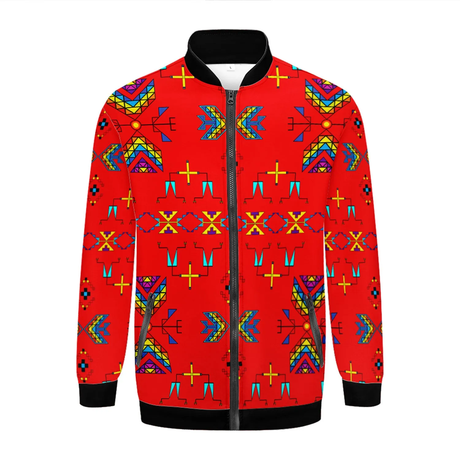 Rainy Chief Rainbow Red Zippered Collared Lightweight Jacket