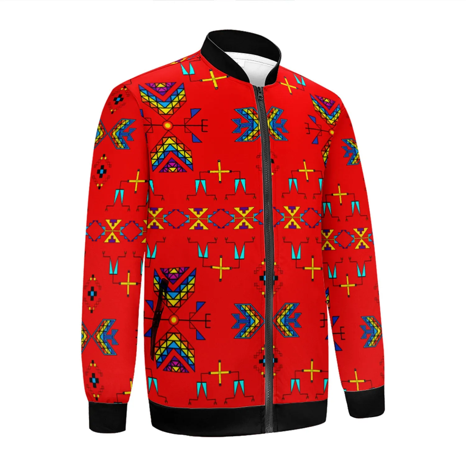 Rainy Chief Rainbow Red Zippered Collared Lightweight Jacket