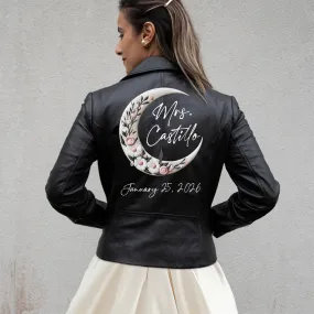 (Real Leather) Custom Mrs Surname Leather Jacket