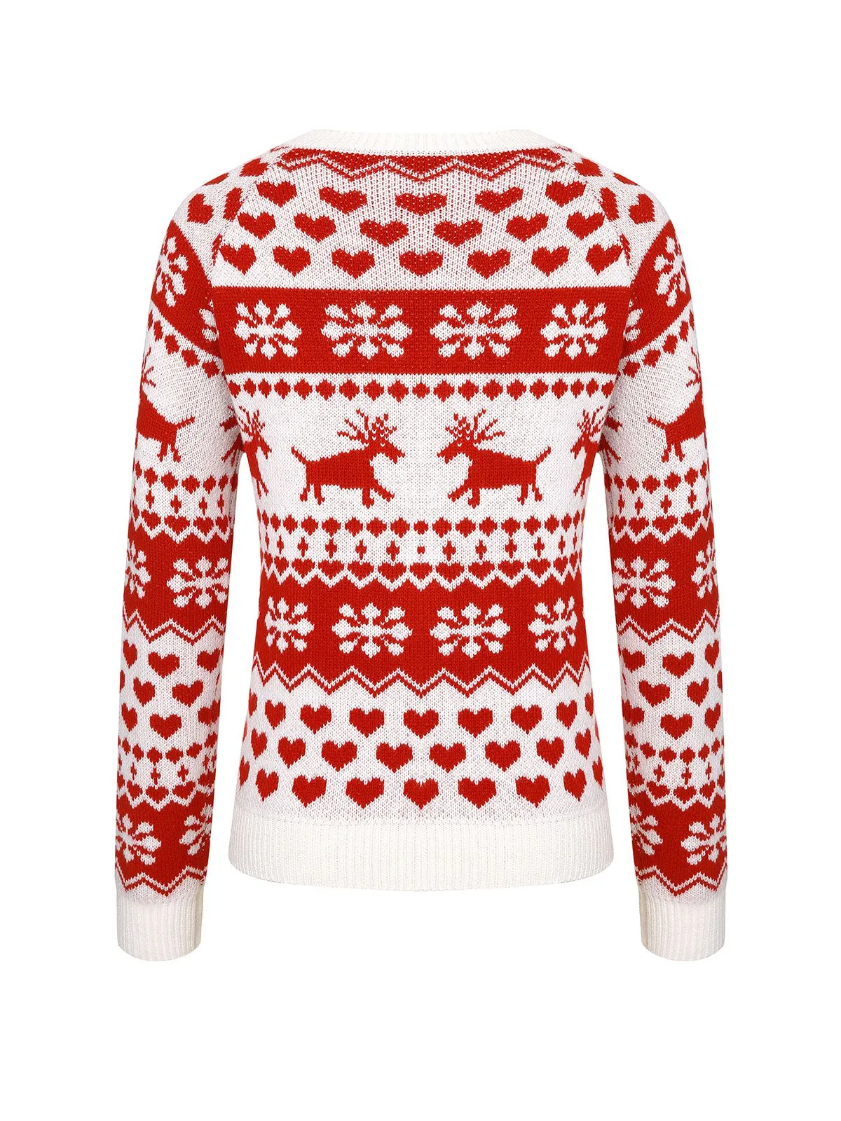 Red&White 1940s Christmas Elk Pullover Sweater