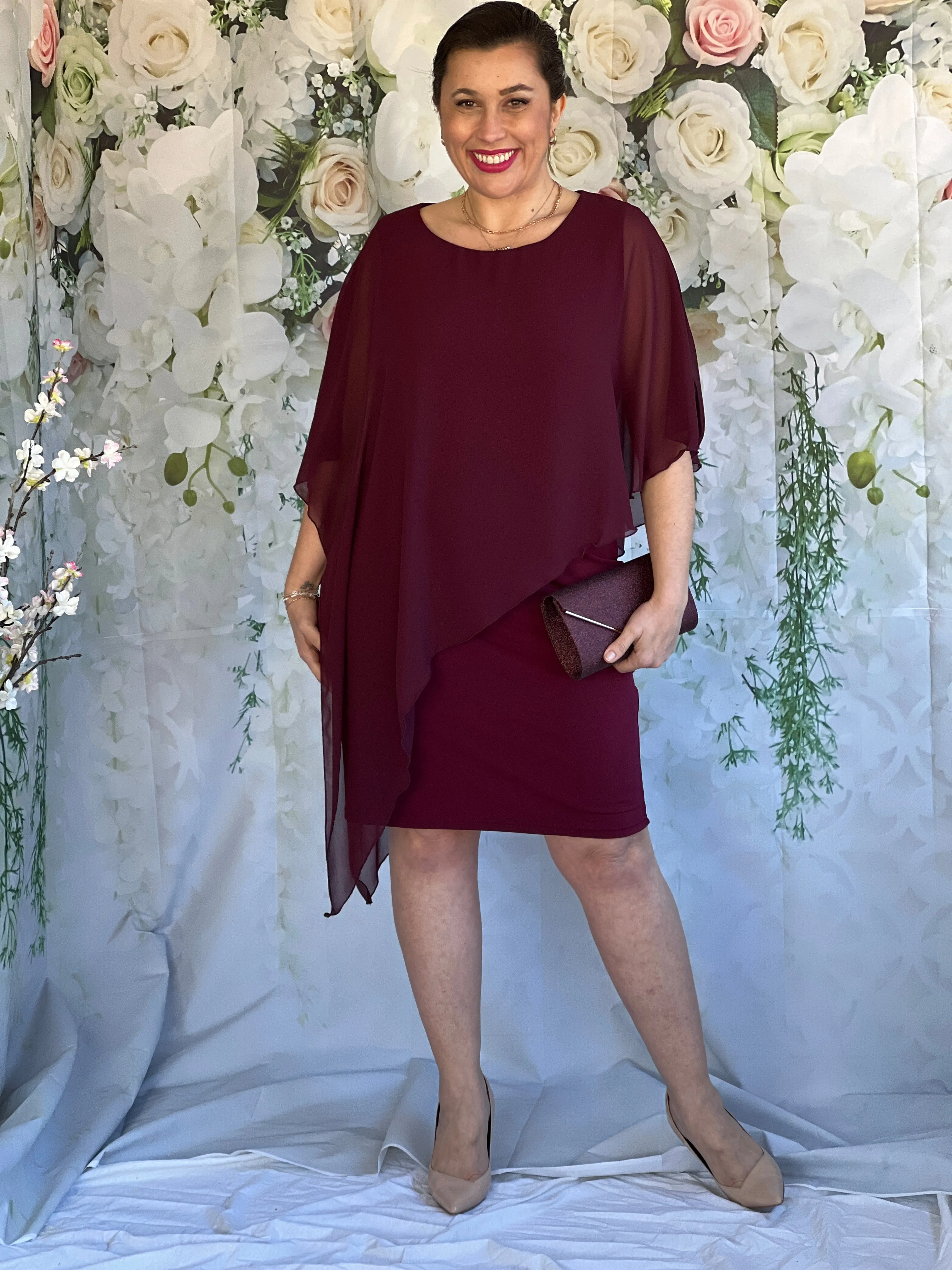 Renta Burgundy Event Dress