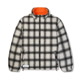 Reversible Plaid Puffer Jacket, White / Orange