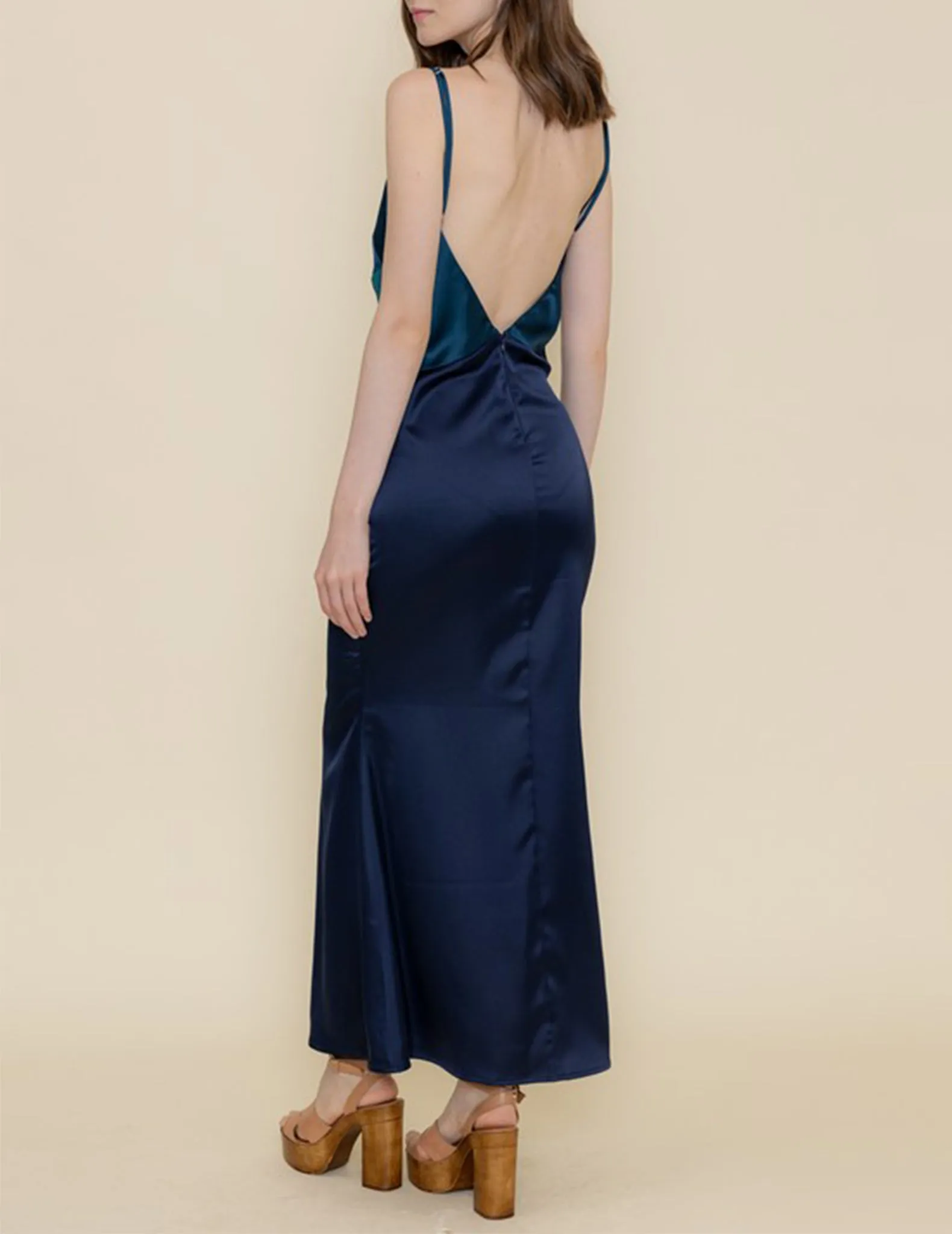 Rhone Color Block Satin Slip Dress