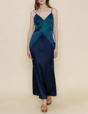 Rhone Color Block Satin Slip Dress