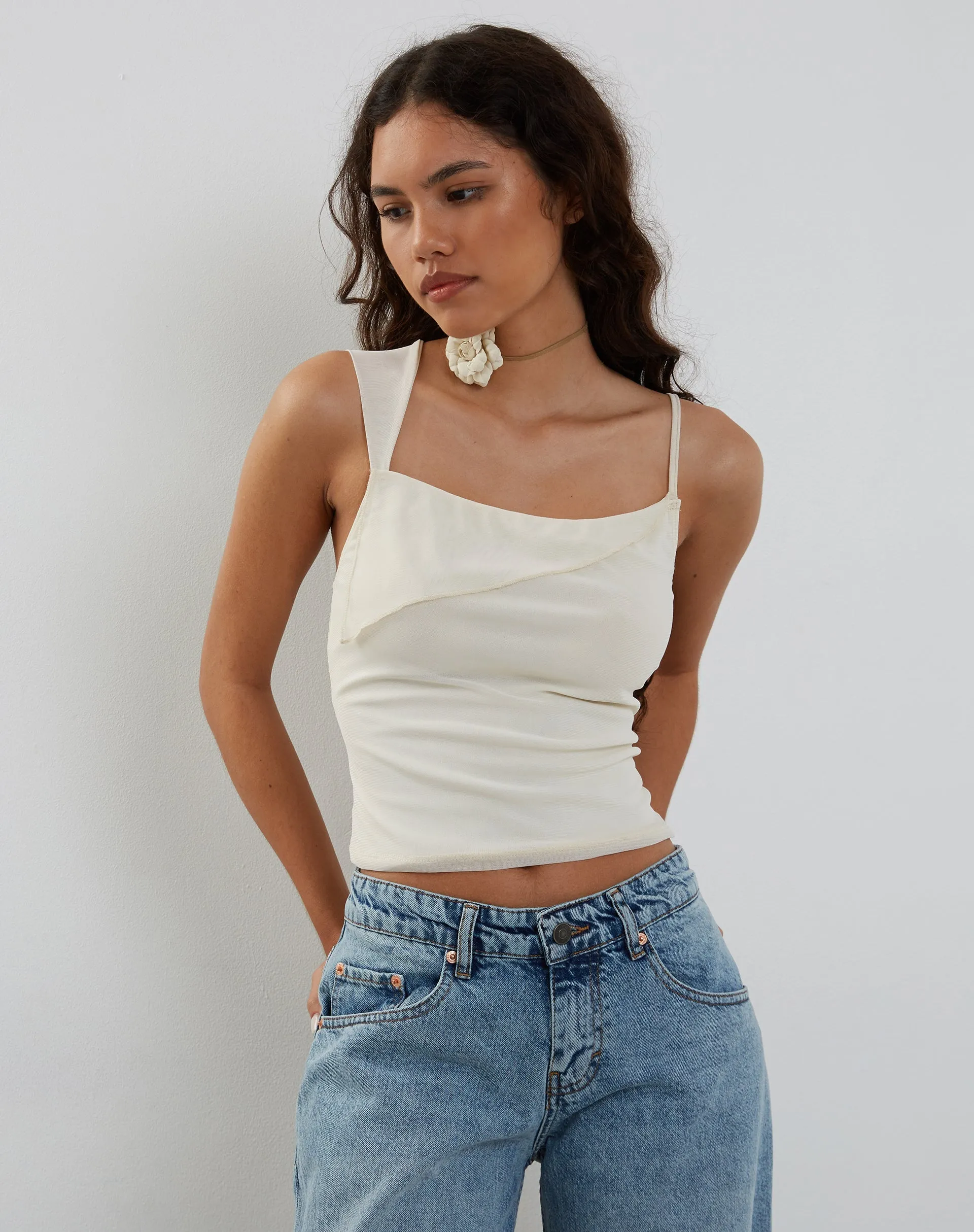 Sambu Top in Mesh Ivory