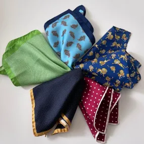 SET OF 5 Silk Pocket Squares