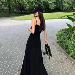 Sexy Wrap Slip Night Party Dresses Women Y2k Korean Wrap Backless Off Shoulder Spaghetti Strap Long Dress Fashion